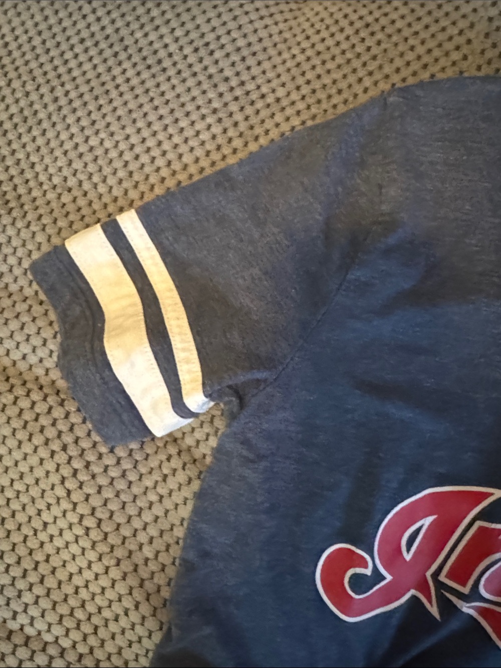 Genuine Merchandise Navy V-Neck 'Indians' Tee with Red Script - Picture 3 of 5